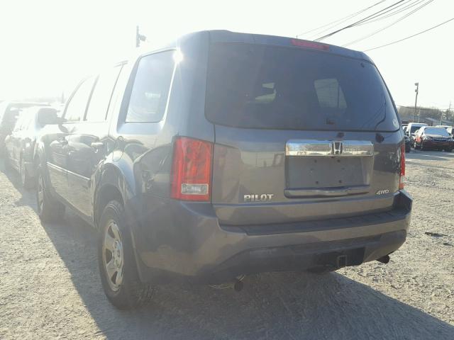 5FNYF4H23DB029787 - 2013 HONDA PILOT LX GRAY photo 3