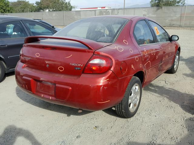 1B3ES56C15D158329 - 2005 DODGE NEON SXT BURGUNDY photo 4