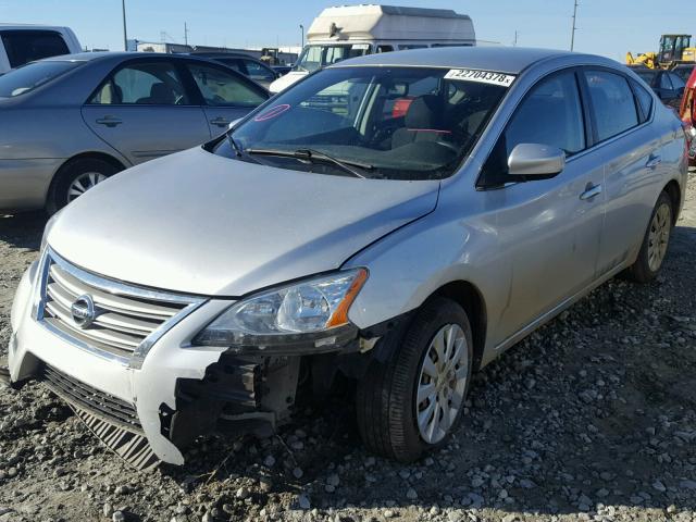 3N1AB7APXEY247867 - 2014 NISSAN SENTRA S SILVER photo 2