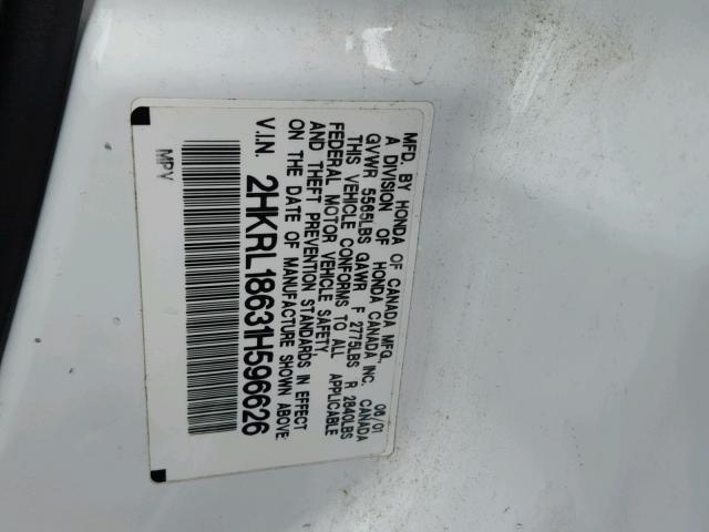 2HKRL18631H596626 - 2001 HONDA ODYSSEY EX WHITE photo 10