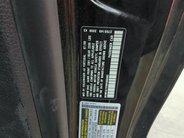 WVWFA71F09V005363 - 2009 VOLKSWAGEN EOS LUX 黑色 照片 10