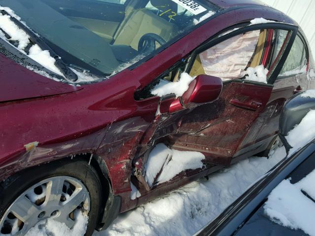 1HGFA16596L127614 - 2006 HONDA CIVIC LX BURGUNDY photo 10