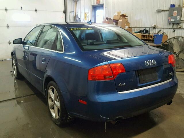 WAUDH78EX7A206138 - 2007 AUDI A4 3.2 QUA BLUE photo 3