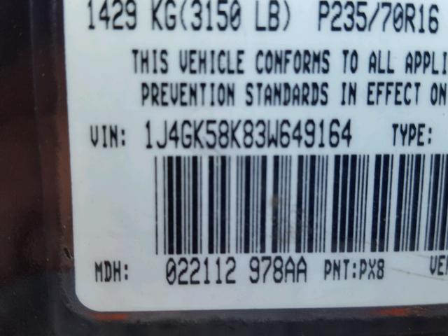 1J4GK58K83W649164 - 2003 JEEP LIBERTY LI BLACK photo 10