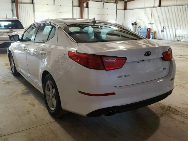 5XXGM4A70FG388988 - 2015 KIA OPTIMA LX WHITE photo 3