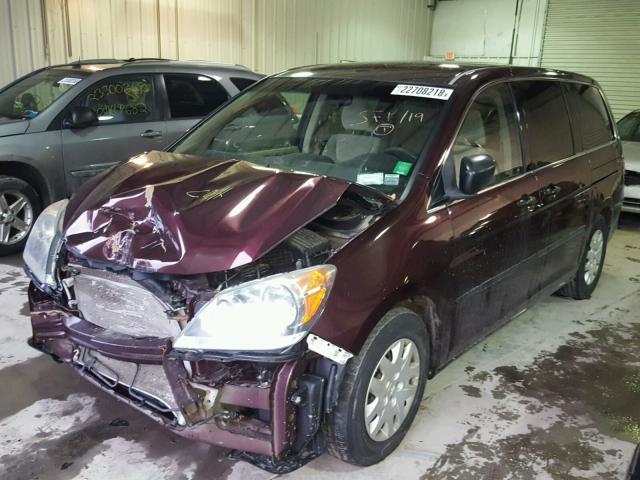 5FNRL3H22AB022932 - 2010 HONDA ODYSSEY LX MAROON photo 2