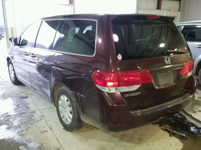 5FNRL3H22AB022932 - 2010 HONDA ODYSSEY LX MAROON photo 3