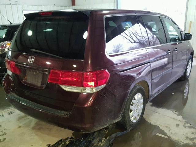 5FNRL3H22AB022932 - 2010 HONDA ODYSSEY LX MAROON photo 4