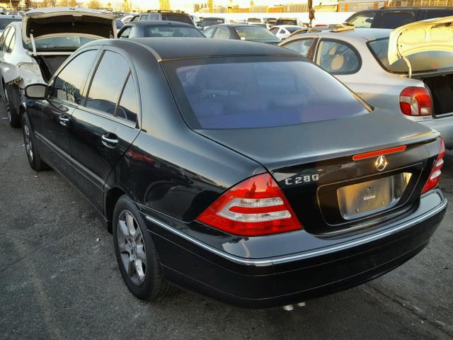 WDBRF54H67F856296 - 2007 MERCEDES-BENZ C 280 BLACK photo 3