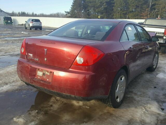 1G2ZF57B284123141 - 2008 PONTIAC G6 VALUE L RED photo 4