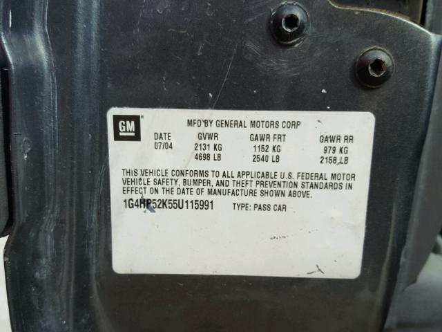 1G4HP52K55U115991 - 2005 BUICK LESABRE CU GRAY photo 10