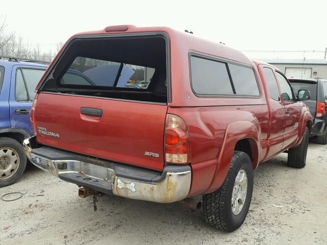 5TEUX42N65Z010343 - 2005 TOYOTA TACOMA ACC RED photo 4