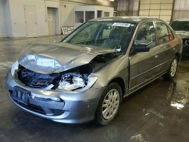 2HGES16515H631627 - 2005 HONDA CIVIC LX GRAY photo 2