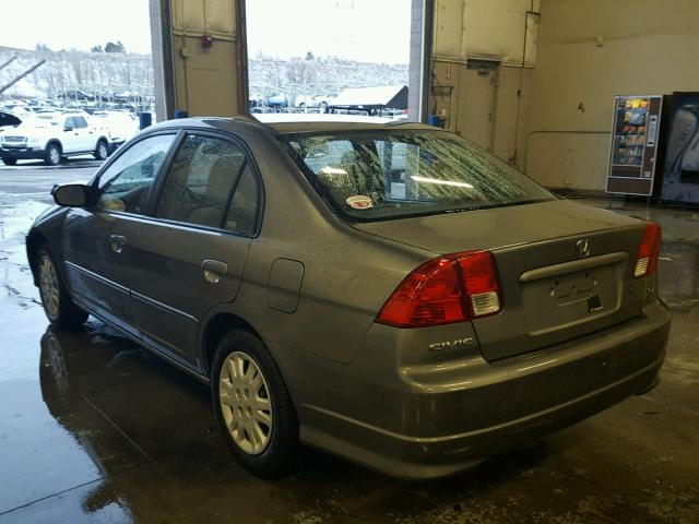 2HGES16515H631627 - 2005 HONDA CIVIC LX GRAY photo 3