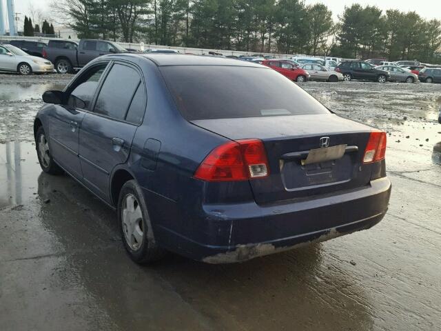 2HGES16614H571310 - 2004 HONDA CIVIC LX BLUE photo 3