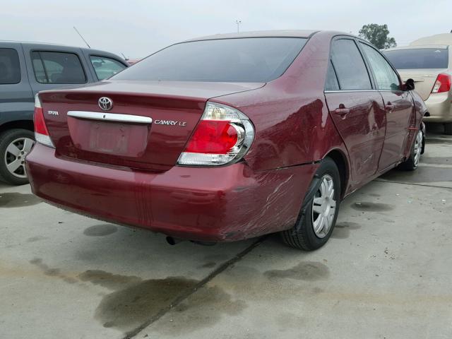 4T1BE32K25U011359 - 2005 TOYOTA CAMRY LE BURGUNDY photo 4