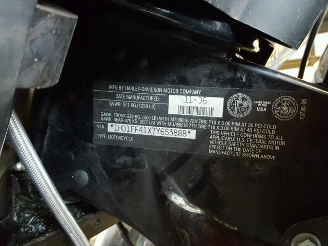 1HD1FF41X7Y653888 - 2007 HARLEY-DAVIDSON FLHT CLASS BLACK photo 10