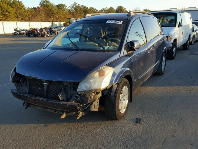 5N1BV28U56N103662 - 2006 NISSAN QUEST S BLUE photo 2