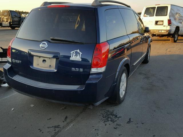 5N1BV28U56N103662 - 2006 NISSAN QUEST S BLUE photo 4