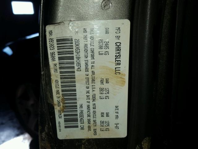 2B3KA53H18H109743 - 2008 DODGE CHARGER R/ GRAY photo 10