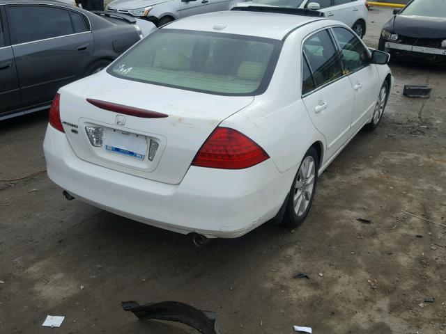 1HGCM66517A011196 - 2007 HONDA ACCORD EX WHITE photo 4