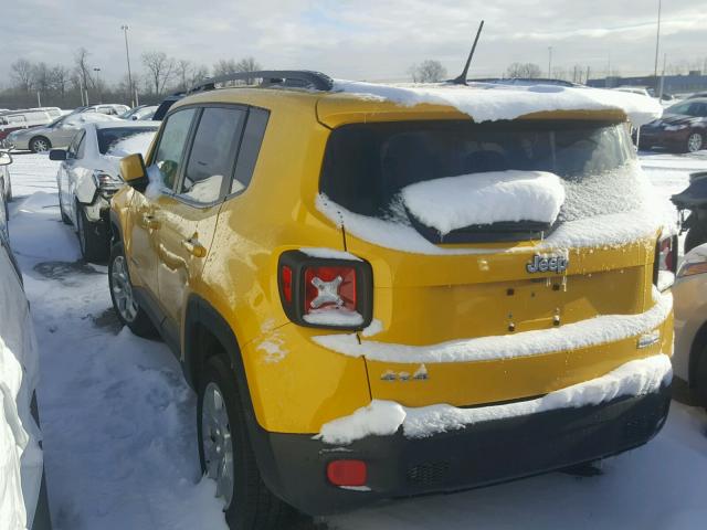 ZACCJBBB7HPF22991 - 2017 JEEP RENEGADE L YELLOW photo 3