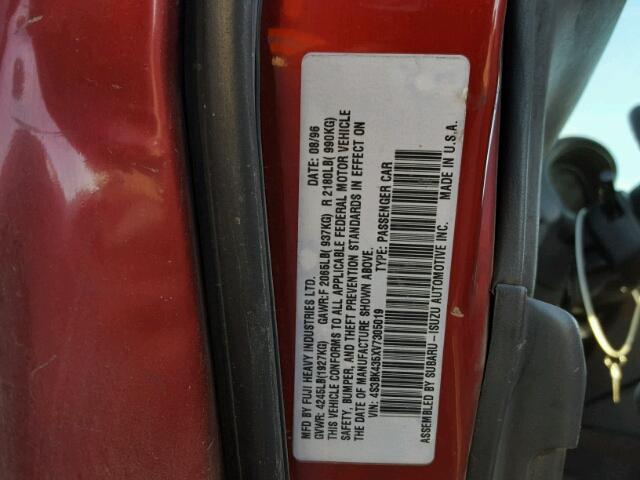 4S3BK435XV7305019 - 1997 SUBARU LEGACY L RED photo 10