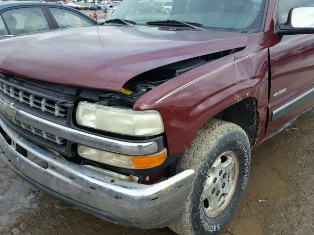 1GCEK19T5XE250902 - 1999 CHEVROLET SILVERADO BURGUNDY photo 9