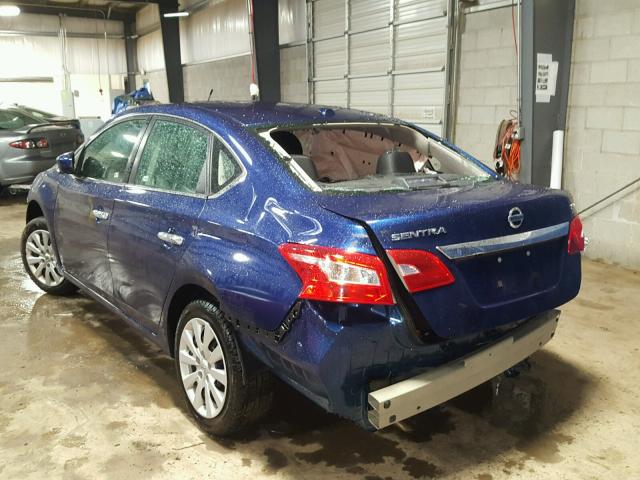 3N1AB7AP4HY310062 - 2017 NISSAN SENTRA S BLUE photo 3