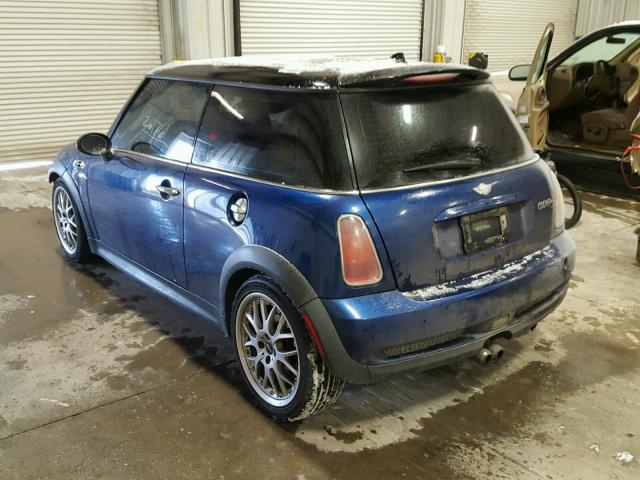 WMWRE33413TD62768 - 2003 MINI COOPER S BLUE photo 3