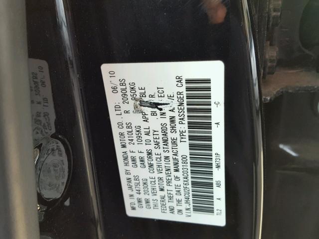 JH4CU2F6XAC031800 - 2010 ACURA TSX BLACK photo 10