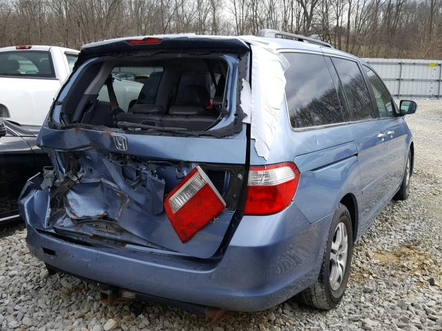 5FNRL38705B051735 - 2005 HONDA ODYSSEY EX BLUE photo 4