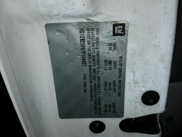 1G1ZS58F67F194427 - 2007 CHEVROLET MALIBU LS WHITE photo 10