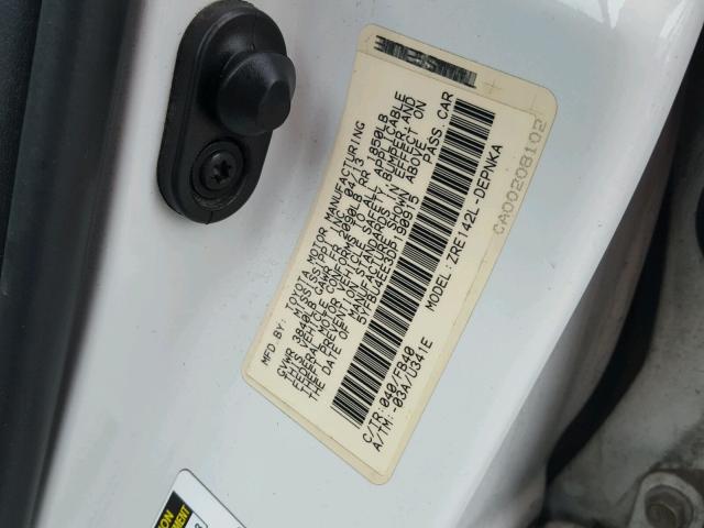 5YFBU4EE3DP190915 - 2013 TOYOTA COROLLA BA WHITE photo 10