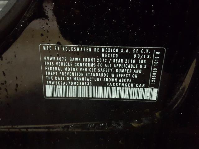 3VW2K7AJ7DM280633 - 2013 VOLKSWAGEN JETTA BASE შავი ფოტო 8