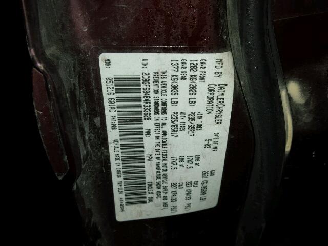 2C8GF68484R333628 - 2004 CHRYSLER PACIFICA MAROON photo 10