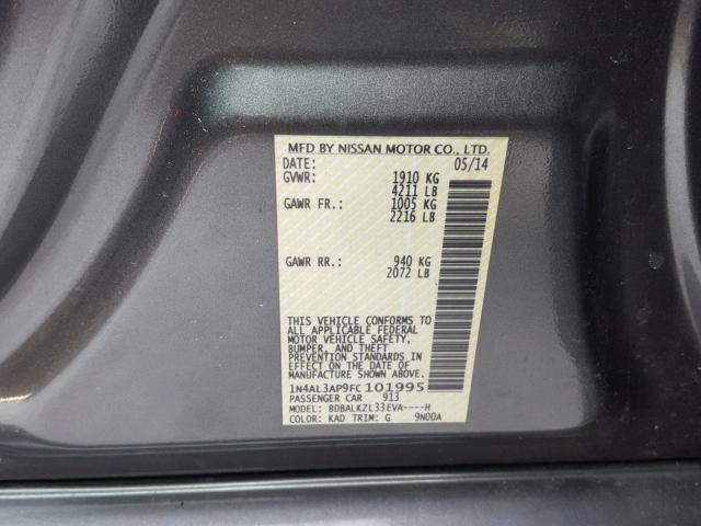 1N4AL3AP9FC101995 - 2015 NISSAN ALTIMA 2.5 SILVER photo 10