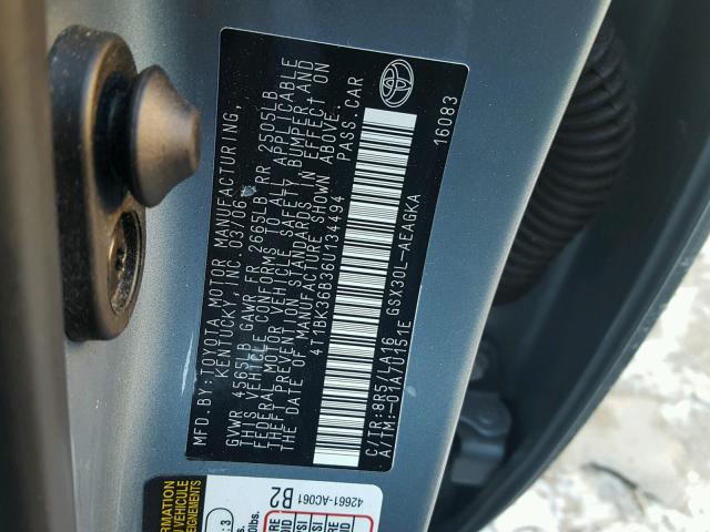 4T1BK36B36U134494 - 2006 TOYOTA AVALON XL BLUE photo 10