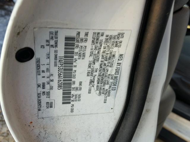 1FAFP53U56A162085 - 2006 FORD TAURUS SE WHITE photo 10