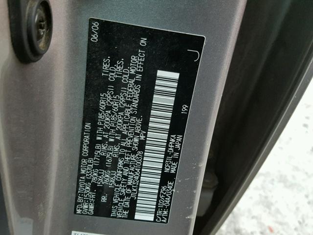 JTLKT324064100378 - 2006 TOYOTA SCION XB SILVER photo 10