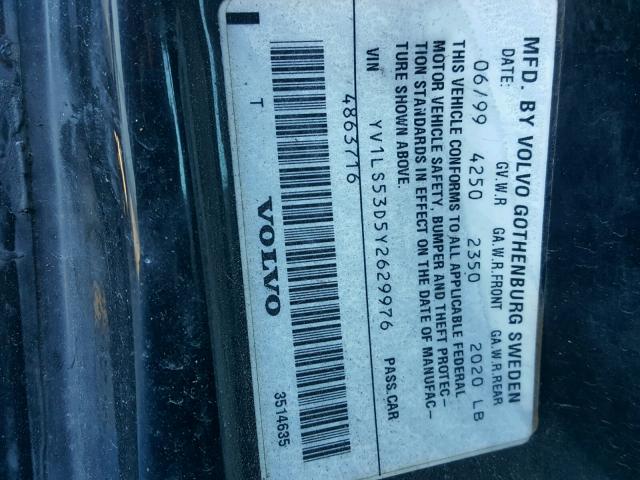 YV1LS53D5Y2629976 - 2000 VOLVO S70 T5 TUR BLACK photo 10