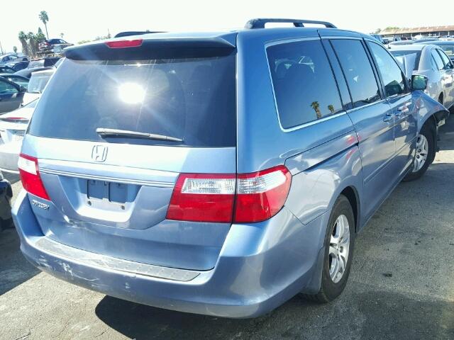 5FNRL38697B047791 - 2007 HONDA ODYSSEY EX BLUE photo 4