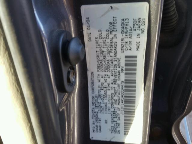 JTEBT14R340034479 - 2004 TOYOTA 4RUNNER SR GRAY photo 10