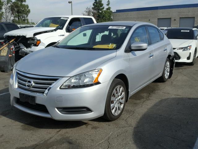 3N1AB7APXEY304150 - 2014 NISSAN SENTRA S SILVER photo 2