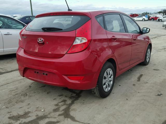 KMHCT5AE3FU225117 - 2015 HYUNDAI ACCENT GS RED photo 4