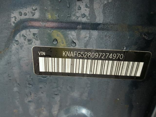 KNAFG528097274970 - 2009 KIA RONDO BASE BLUE photo 10