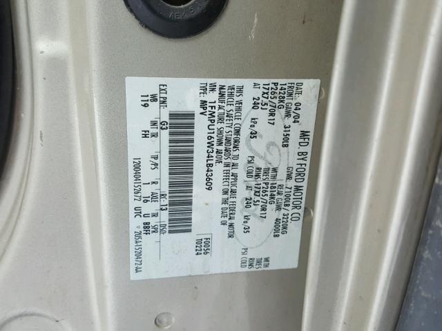 1FMPU16W34LB43609 - 2004 FORD EXPEDITION TAN photo 10