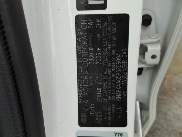 KNAFX4A65F5396094 - 2015 KIA FORTE LX WHITE photo 10