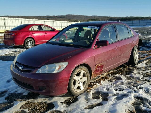 2HGES25724H596491 - 2004 HONDA CIVIC EX RED photo 2