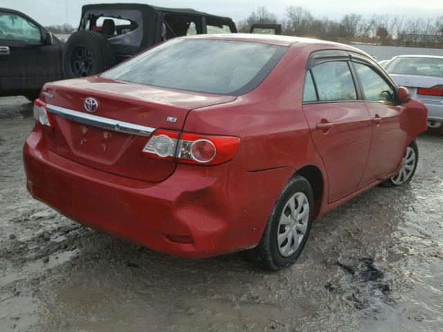 2T1BU4EE4BC613756 - 2011 TOYOTA COROLLA RED photo 4